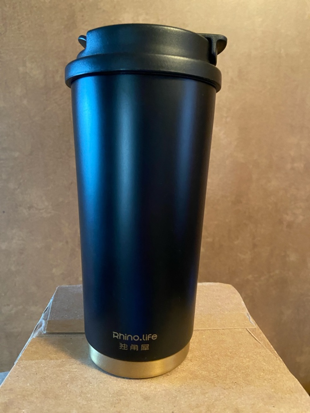 Rhino.Life Black & Gold Insulated Travel Mug